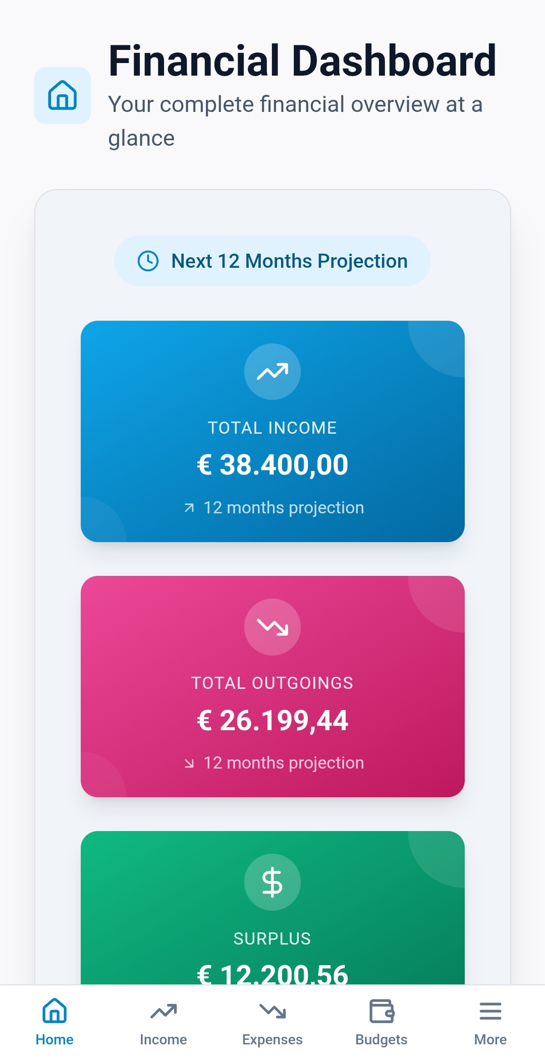CroSum home dashboard
