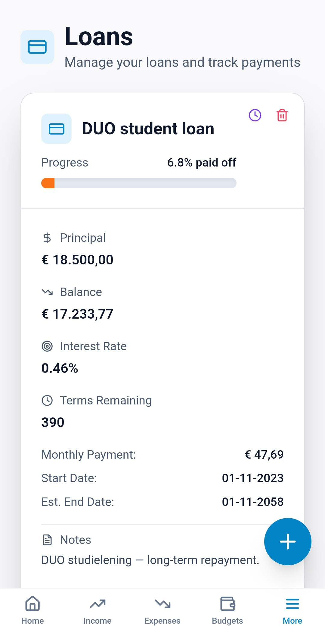 Loans tracker